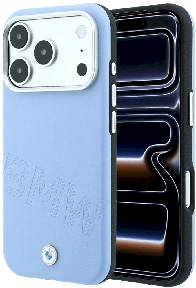 Dėklas BMW case for IPHONE 18 Pro/17 Pro compatible with MagSafe (Sign Inclined Deboss Letters) mėlynas