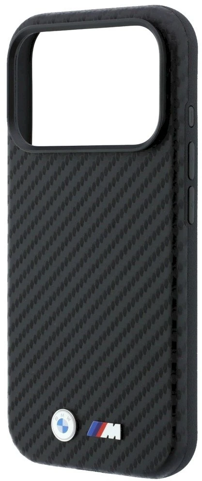 Dėklas BMW M Carbon Metal Logo MagSafe skirtas iPhone 18 Pro Max juodas