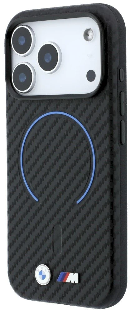 Dėklas BMW M Carbon Printed Ring MagSafe Case for iPhone 17 Pro / 18 Pro - Juoda