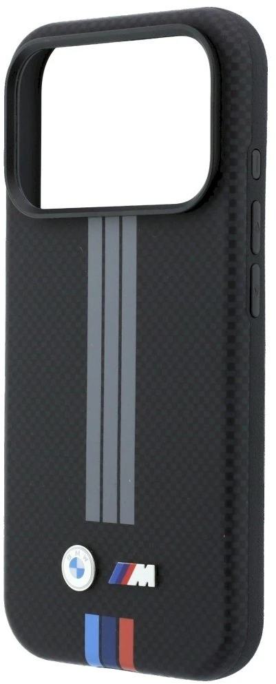 BMW M Quadrille Kevlar Anthracite & Tricolor Print Lines MagSafe dėklas, skirtas iPhone 17 Pro / 18 Pro - Juodas