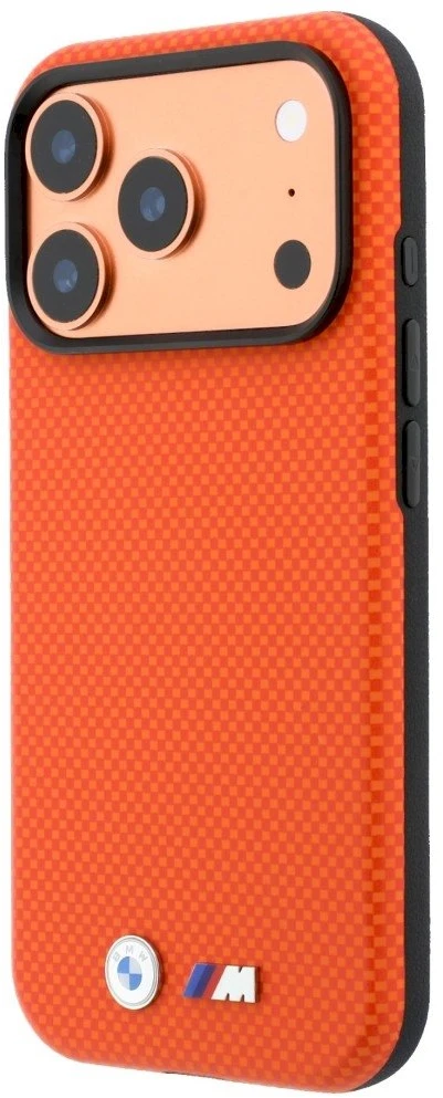 Dėklas BMW M Quadrille Kevlar Metal Logo MagSafe Case, skirtas iPhone 17 Pro / 18 Pro - Oranžinė