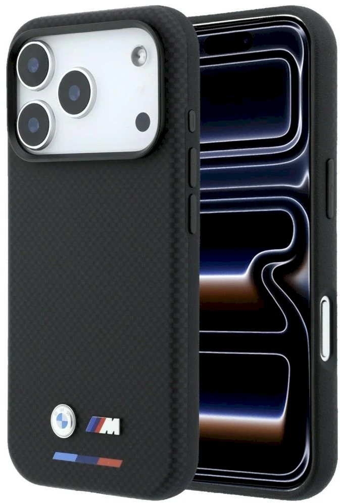 BMW M Quadrille Kevlar trispalvis & Metalinis logotipas MagSafe dėklas iPhone 17 Pro Max / 18 Pro Max - Juodas