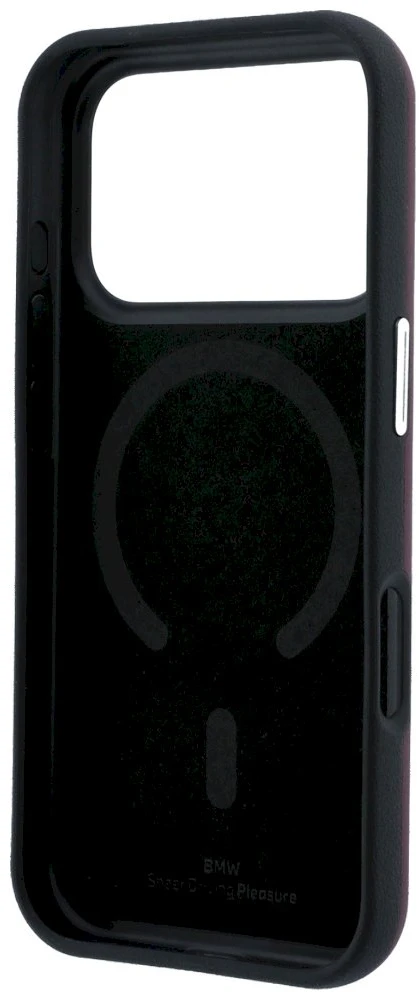 Dėklas BMW case for IPHONE 18 Pro/17 Pro compatible with MagSafe (Sign Inclined Deboss Letters) burgundy