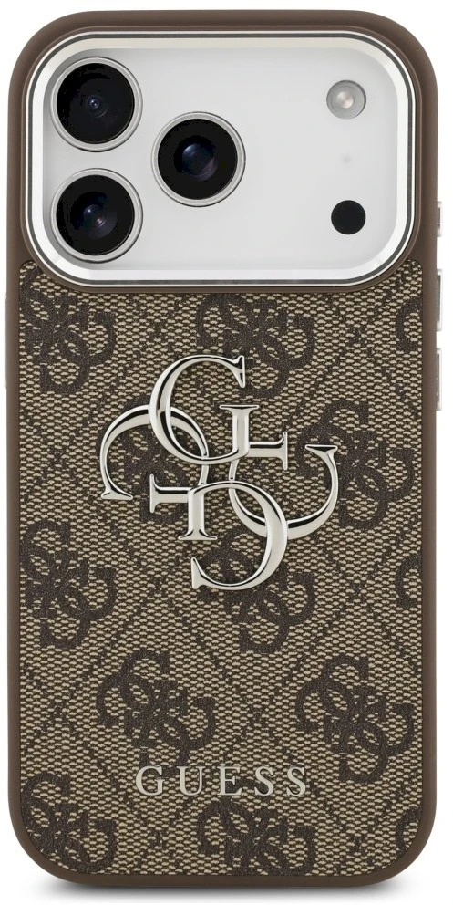 Dėklas Guess 4G Big 4G Classic Logo iPhone 17 Pro rudos spalvos sidabrinis