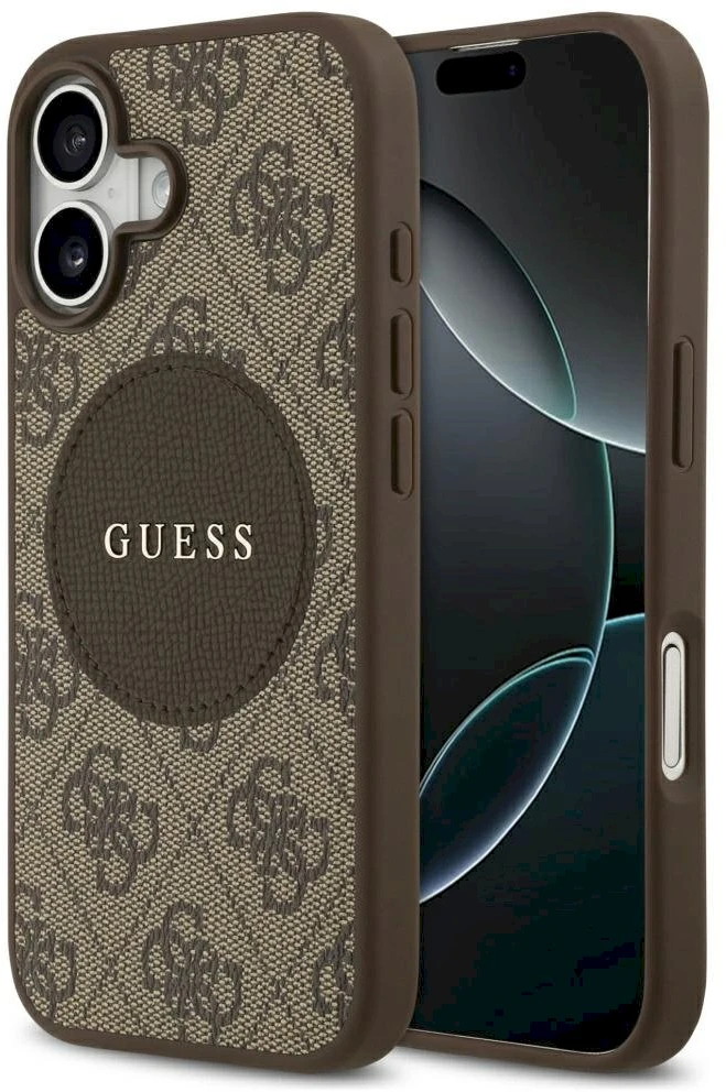 Dėklas Guess 4G Circle Classic Logo MagSafe Apple iPhone 17 rudos spalvos