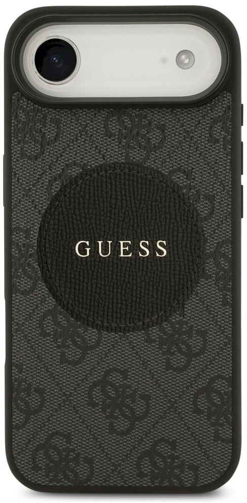 Dėklas GUESS 4G Circle Classic Logo MagSafe skirtas Apple iPhone 17 Air juodos spalvos