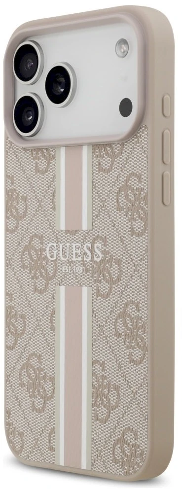„Guess 4G“ spausdintų juostelių „MagSafe“ dėklas, skirtas „iPhone 17 Pro Max“ – rožinis