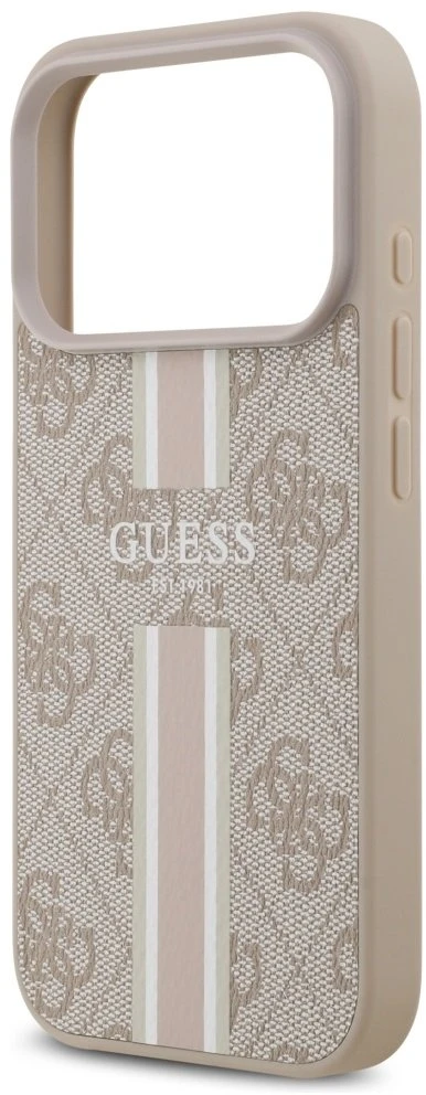 „Guess 4G“ dryžuotas „MagSafe“ dėklas, skirtas „iPhone 17 Pro“ – Rožinė