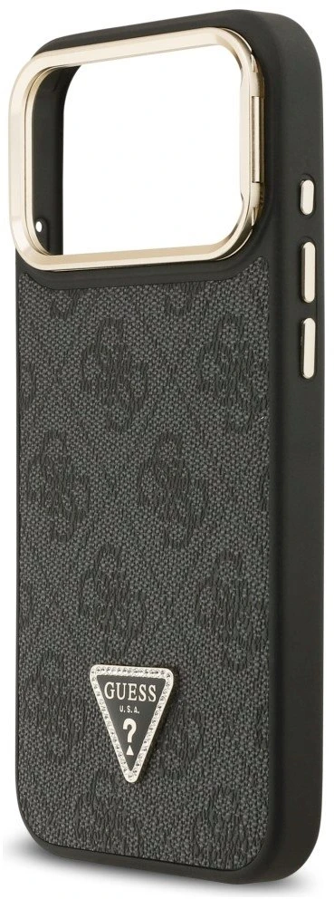 Dėklas Guess 4G PU Triangle Logo & Stand Camera Magsafe Apple iPhone 17 Pro Max juodos spalvos