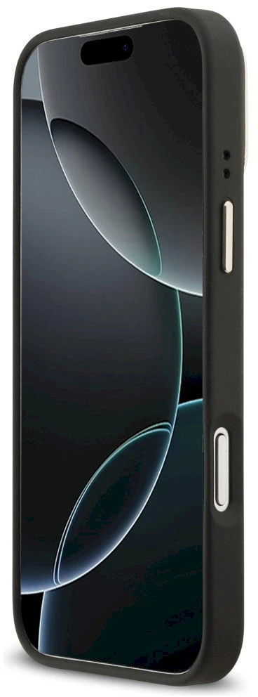 Dėklas Guess 4G PU Triangle Logo & Stand Camera Magsafe Apple iPhone 17 Pro Max juodos spalvos
