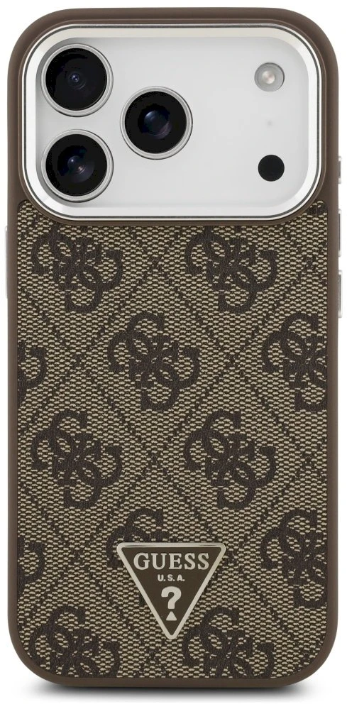 GUESS dėklas, skirtas IPHONE 17 Pro, suderinamas su MagSafe GUHMP17LP4TSRCMW (PU 4G su trikampio logotipu SL), ruda