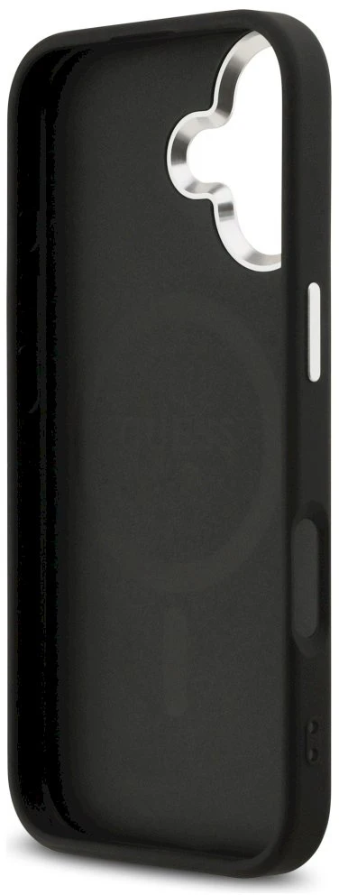 GUESS dėklas, skirtas IPHONE 17, suderinamas su MagSafe GUHMP17SP4TSRCMK (PU 4G su trikampio logotipu SL), juodas