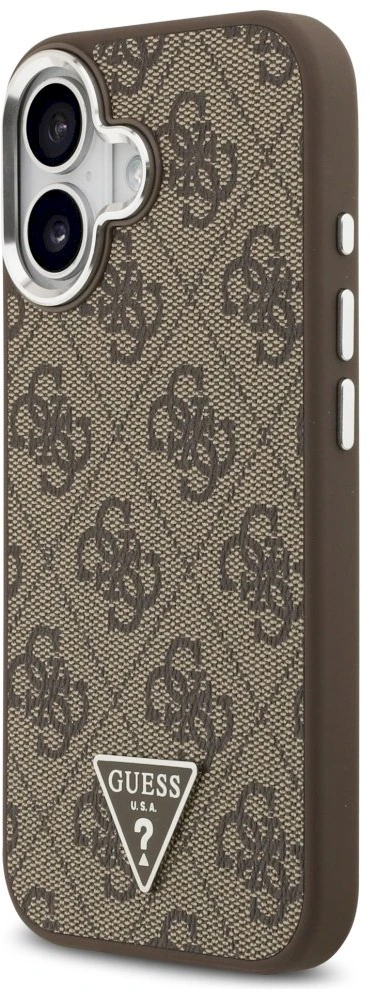 GUESS dėklas, skirtas IPHONE 17, suderinamas su „MagSafe“ GUHMP17SP4TSRCMW (PU 4G su trikampio logotipu SL), ruda