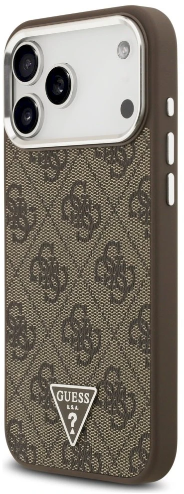 GUESS dėklas, skirtas IPHONE 17 Pro Max, suderinamas su MagSafe GUHMP17XP4TSRCMW (PU 4G su trikampio logotipu SL), ruda