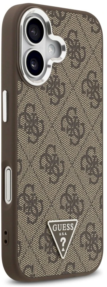 GUESS dėklas, skirtas IPHONE 17, suderinamas su „MagSafe“ GUHMP17SP4TSRCMW (PU 4G su trikampio logotipu SL), ruda
