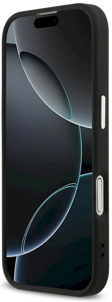 GUESS dėklas, skirtas IPHONE 17, suderinamas su MagSafe GUHMP17SP4TSRCMK (PU 4G su trikampio logotipu SL), juodas