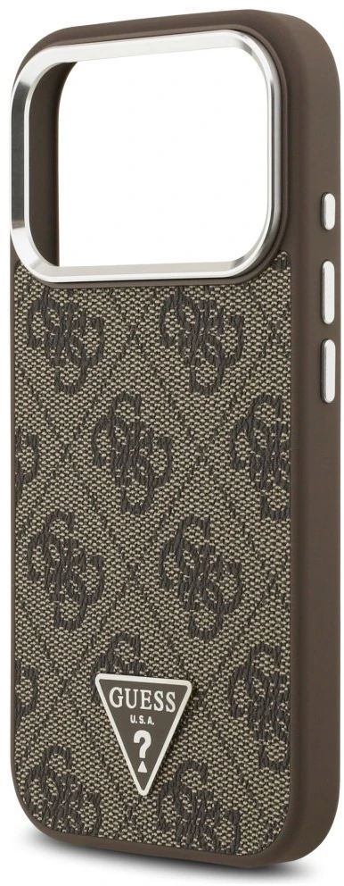 GUESS dėklas, skirtas IPHONE 17 Pro, suderinamas su MagSafe GUHMP17LP4TSRCMW (PU 4G su trikampio logotipu SL), ruda