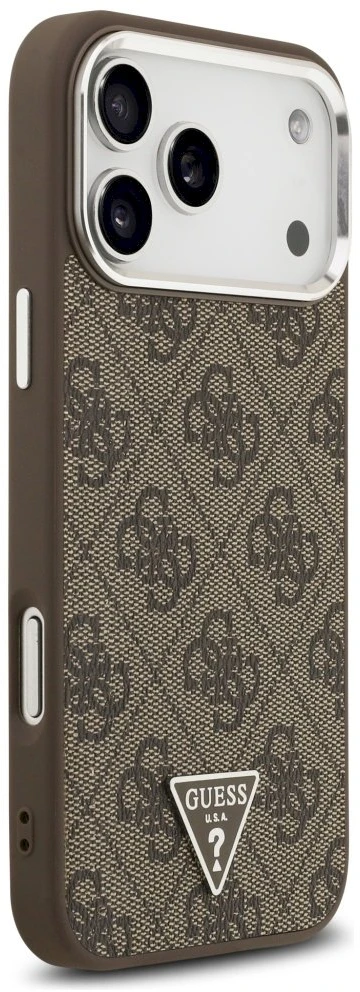GUESS dėklas, skirtas IPHONE 17 Pro Max, suderinamas su MagSafe GUHMP17XP4TSRCMW (PU 4G su trikampio logotipu SL), ruda