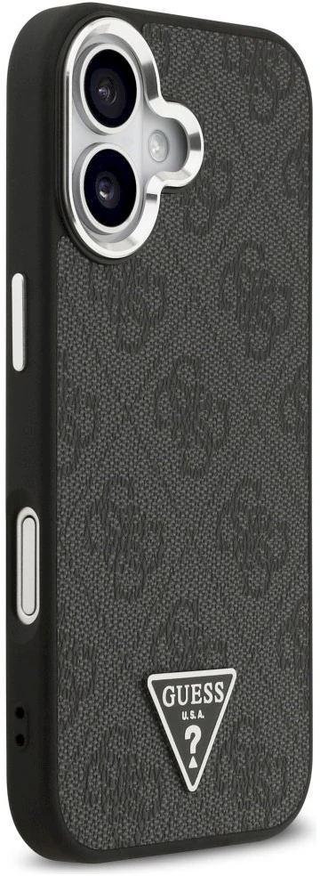 GUESS dėklas, skirtas IPHONE 17, suderinamas su MagSafe GUHMP17SP4TSRCMK (PU 4G su trikampio logotipu SL), juodas