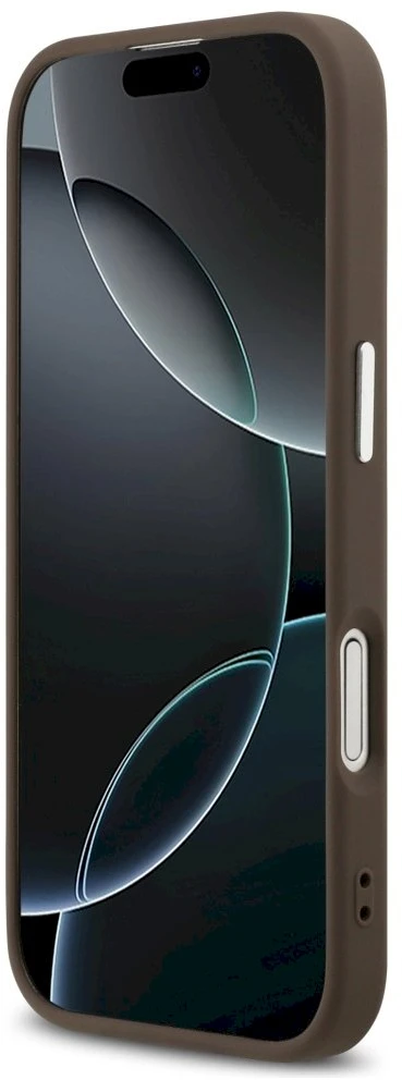GUESS dėklas, skirtas IPHONE 17, suderinamas su „MagSafe“ GUHMP17SP4TSRCMW (PU 4G su trikampio logotipu SL), ruda