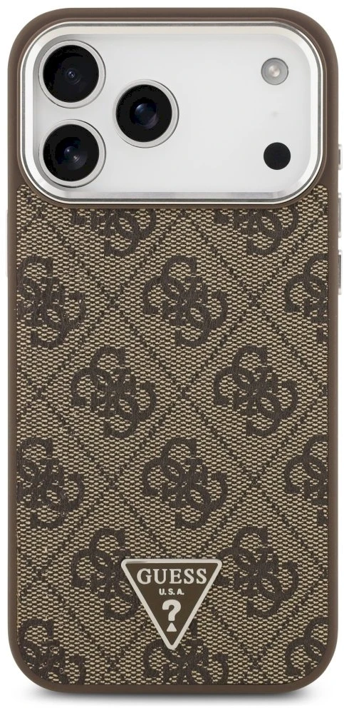 GUESS dėklas, skirtas IPHONE 17 Pro Max, suderinamas su MagSafe GUHMP17XP4TSRCMW (PU 4G su trikampio logotipu SL), ruda