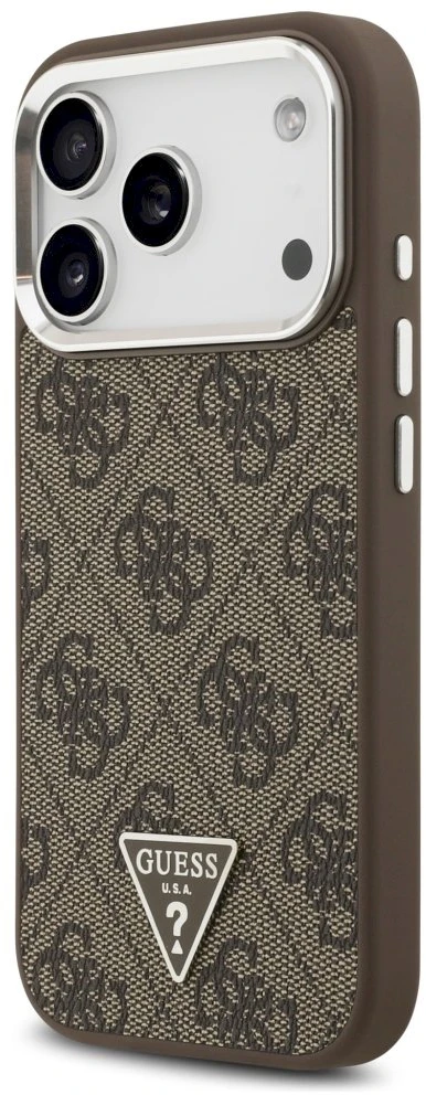 GUESS dėklas, skirtas IPHONE 17 Pro, suderinamas su MagSafe GUHMP17LP4TSRCMW (PU 4G su trikampio logotipu SL), ruda