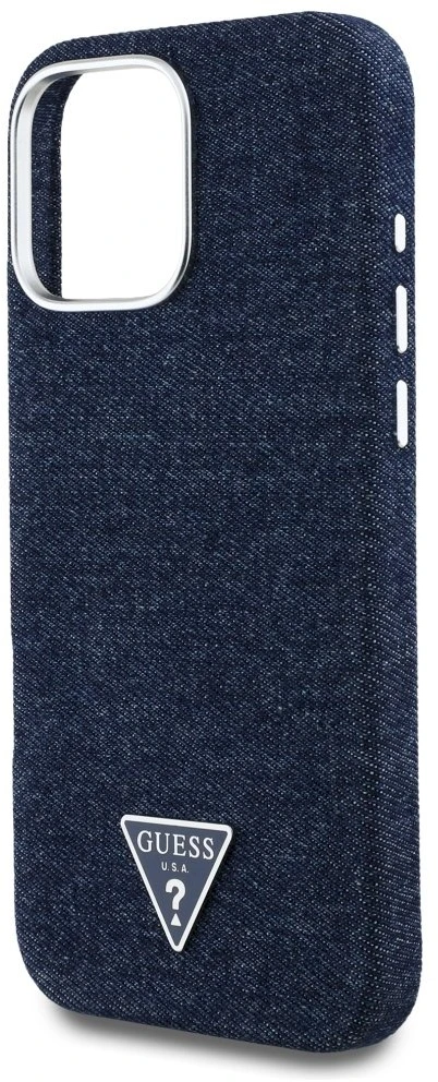 Guess Denim Triangle Logo MagSafe iPhone 16 Pro Max Dėklas - Mėlyna