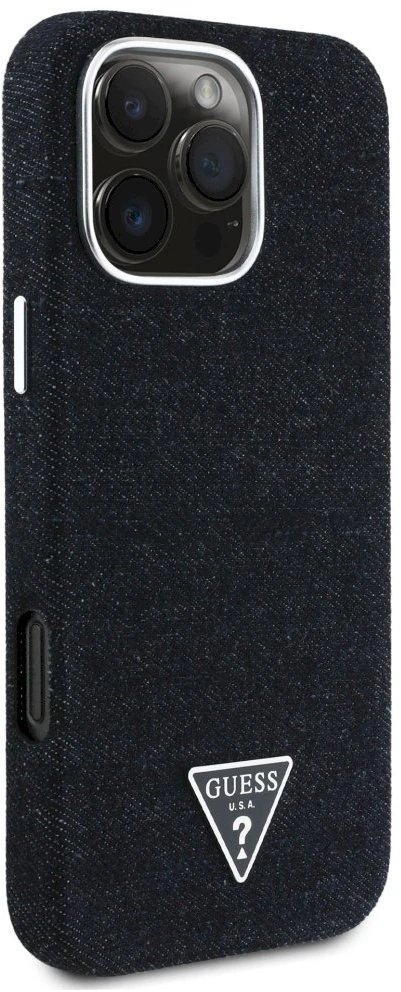 Dėklas Guess Denim Triangle Logo MagSafe iPhone 16 Pro Max Case - Juodas