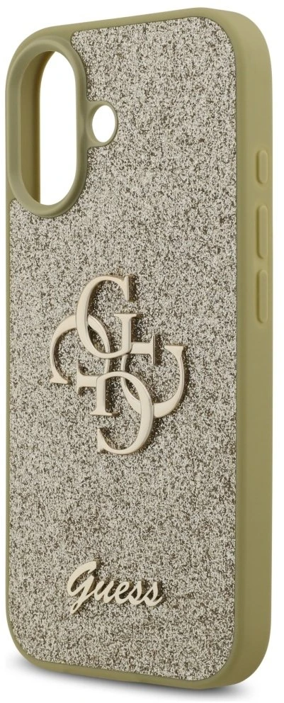 Dėklas Guess Fixed Glitter Big 4G skirtas Apple iPhone 17 aukso spalvos