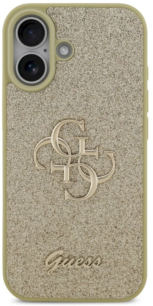 Dėklas Guess Fixed Glitter Big 4G skirtas Apple iPhone 17 aukso spalvos
