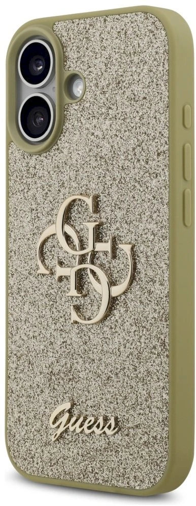 Dėklas Guess Fixed Glitter Big 4G skirtas Apple iPhone 17 aukso spalvos