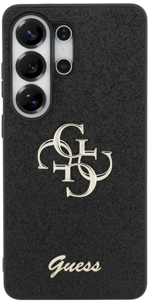 Dėklas Guess Fixed Glitter Big 4G Metal Logo Samsung Galaxy S26 Ultra juodos spalvos