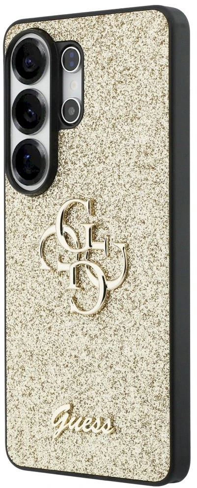 Dėklas Guess Fixed Glitter Big 4G Metal Logo Samsung Galaxy S26 Ultra auksinis
