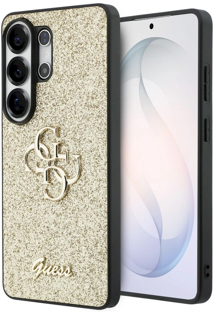 Dėklas Guess Fixed Glitter Big 4G Metal Logo Samsung Galaxy S26 Ultra auksinis