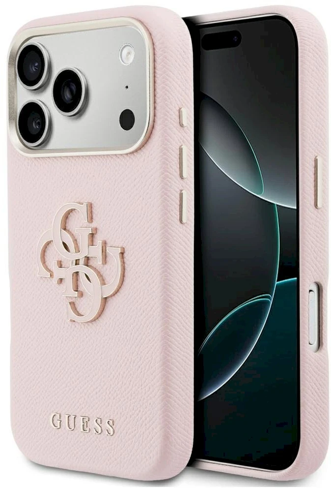 GUESS dėklas, skirtas IPHONE 17 Pro GUHCP17L5PS4RGGP (PU FW Resin Logo) rožinis