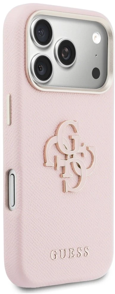 GUESS dėklas, skirtas IPHONE 17 Pro GUHCP17L5PS4RGGP (PU FW Resin Logo) rožinis