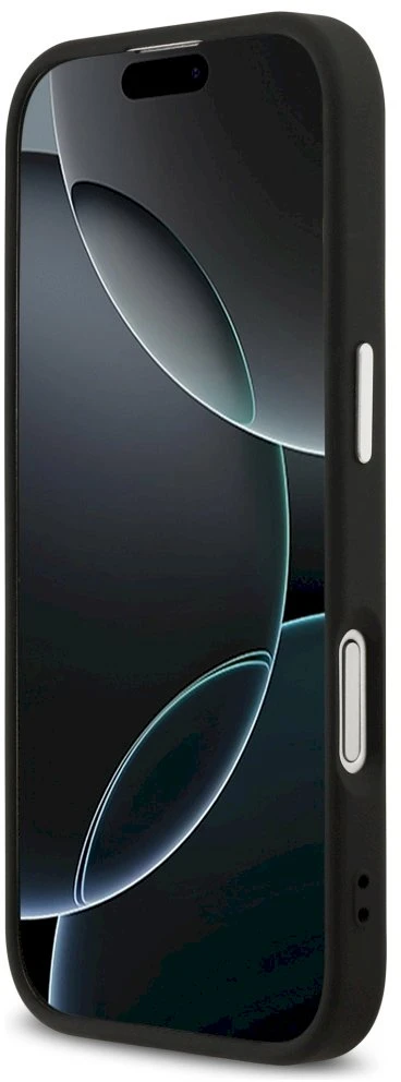 „Guess“ blizgantis trikampio formos logotipo „MagSafe“ dėklas, skirtas „iPhone 17“ – Juodas