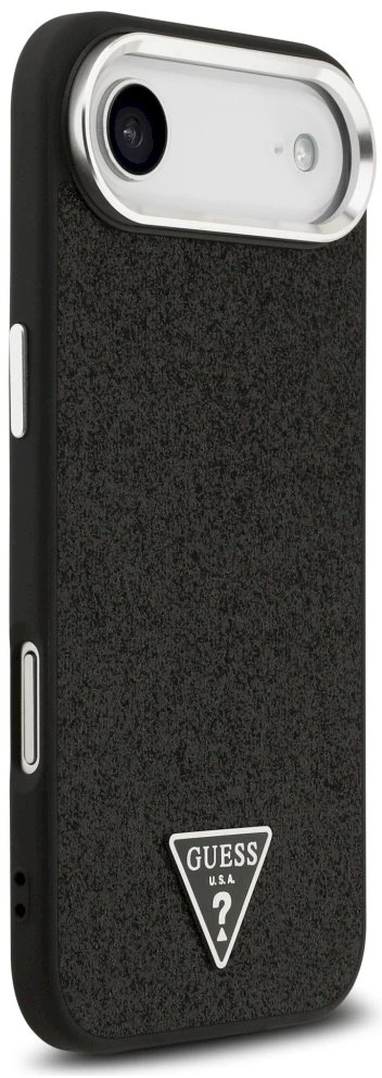 „Guess“ blizgantis trikampio formos logotipo „MagSafe“ dėklas, skirtas „iPhone 17 Air“ – Juodas