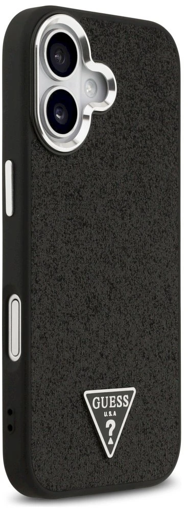 „Guess“ blizgantis trikampio formos logotipo „MagSafe“ dėklas, skirtas „iPhone 17“ – Juodas