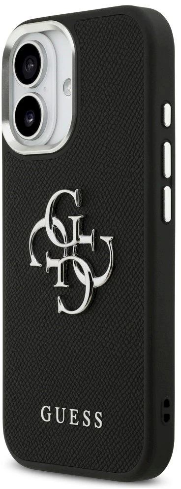 „Guess Grained Big 4G Classic“ logotipo dėklas, skirtas iPhone 17 - juodas