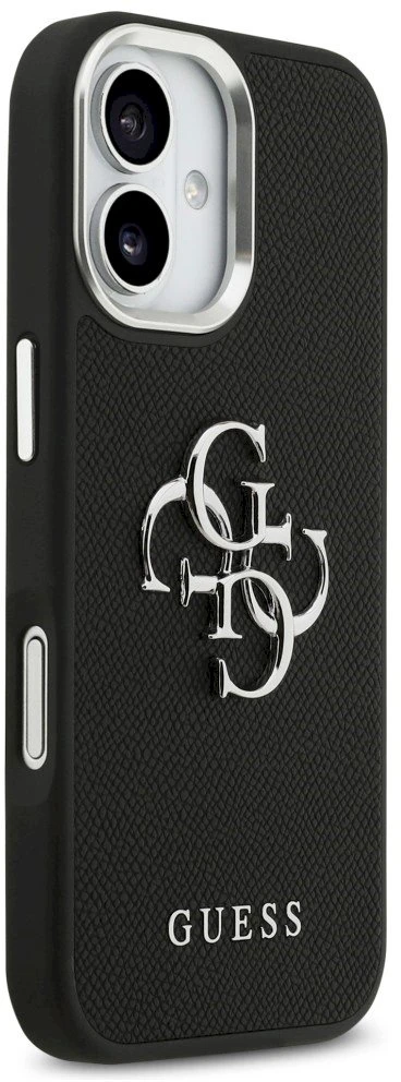 „Guess Grained Big 4G Classic“ logotipo dėklas, skirtas iPhone 17 - juodas