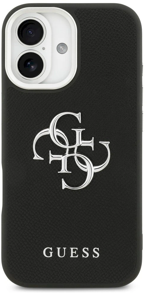 „Guess Grained Big 4G Classic“ logotipo dėklas, skirtas iPhone 17 - juodas