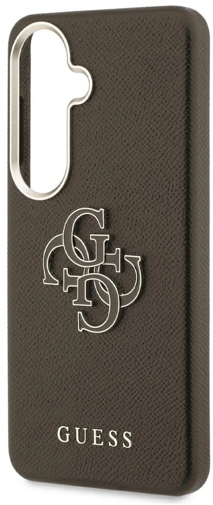 Guess PU 4G Resin Metal Logo dėklas skirtas Samsung Galaxy S26+ Brown