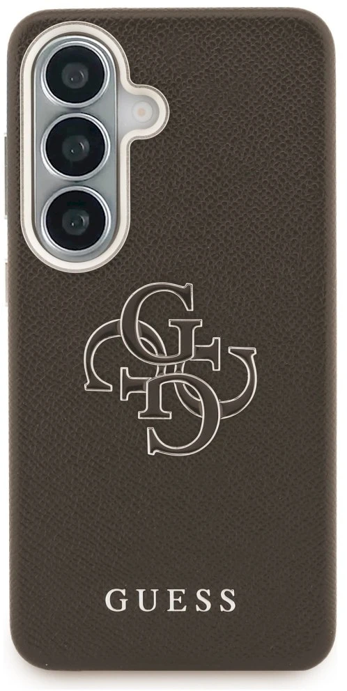 Guess PU 4G Resin Metal Logo dėklas skirtas Samsung Galaxy S26+ Brown