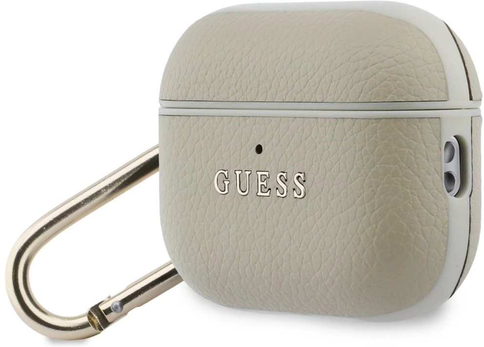 „Guess Grained Classic Logo Hook“ dėklas, skirtas „AirPods Pro 3“ ausinėms - auksinis