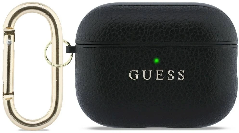 „Guess Grained Classic Logo“ dėklas, skirtas „AirPods Pro 3“ ausinėms - juodas