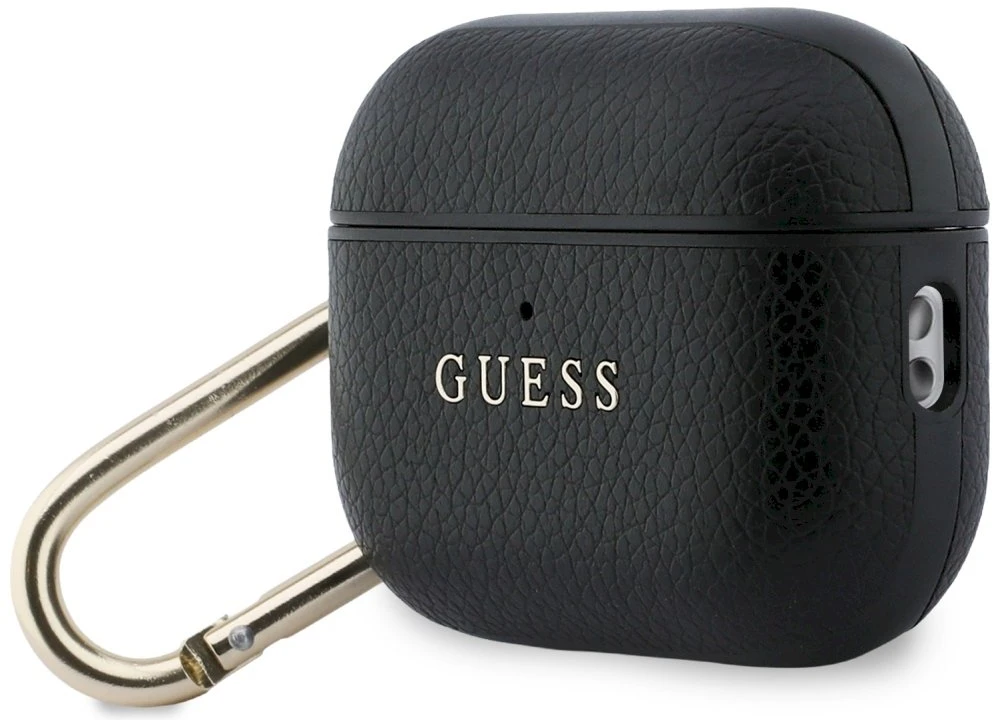 „Guess Grained Classic Logo“ dėklas, skirtas „AirPods Pro 3“ ausinėms - juodas