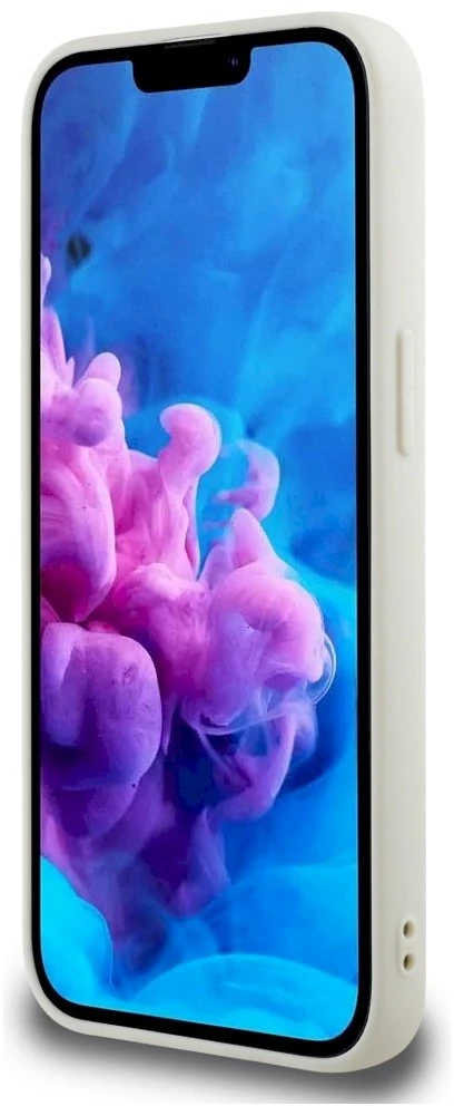 „Guess“ „Grained Hot Stamp Peony Triangle Logo MagSafe“ dėklas, skirtas „iPhone 16e“ – smėlio spalvos