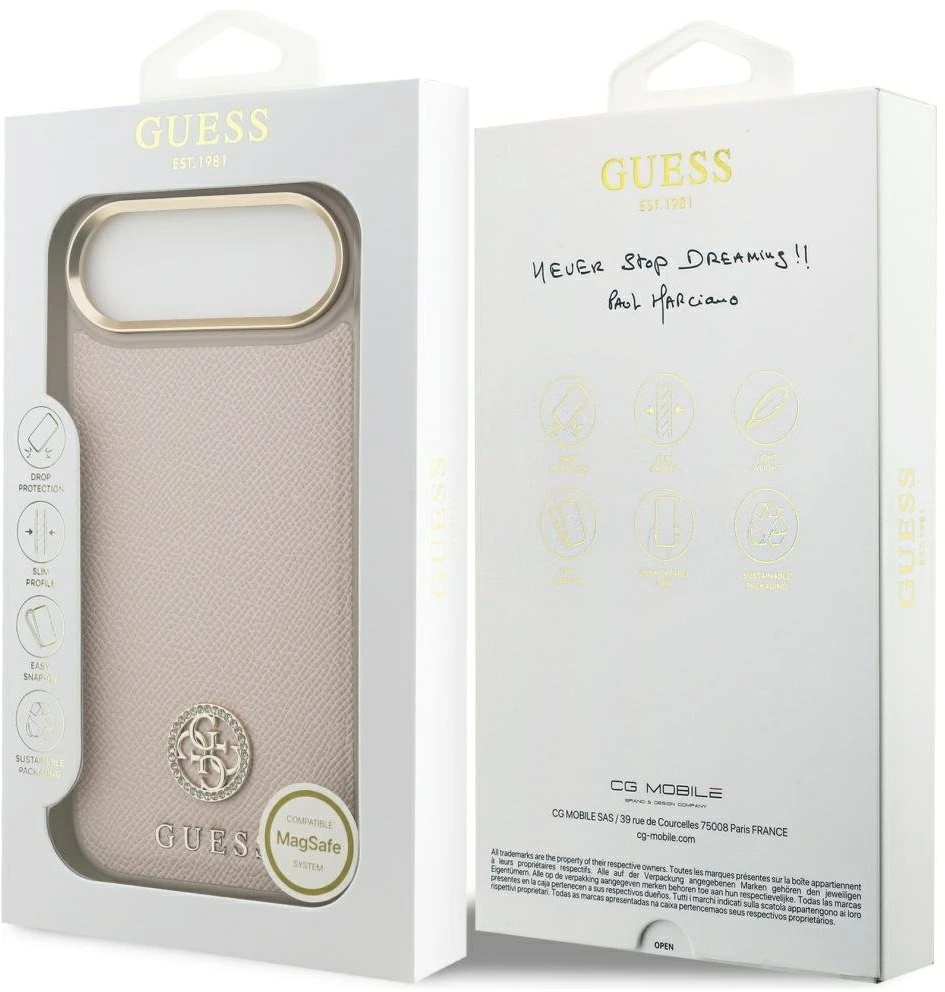 „Guess“ grūdėto Strass logotipo „MagSafe iPhone Air“ dėklas - Rožinė