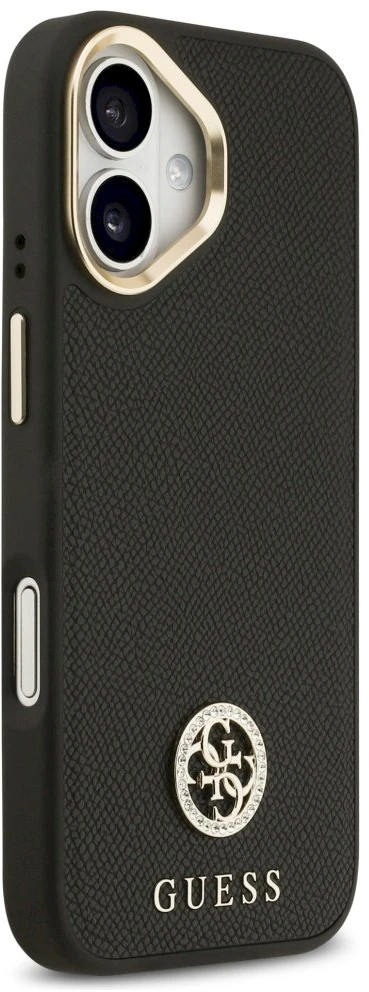 Dėklas Guess Grained Strass Logo MagSafe Apple iPhone 17 juodos spalvos